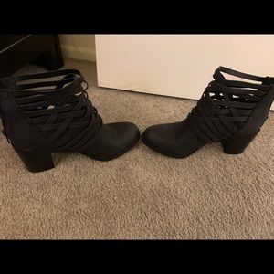 Black back zip booties